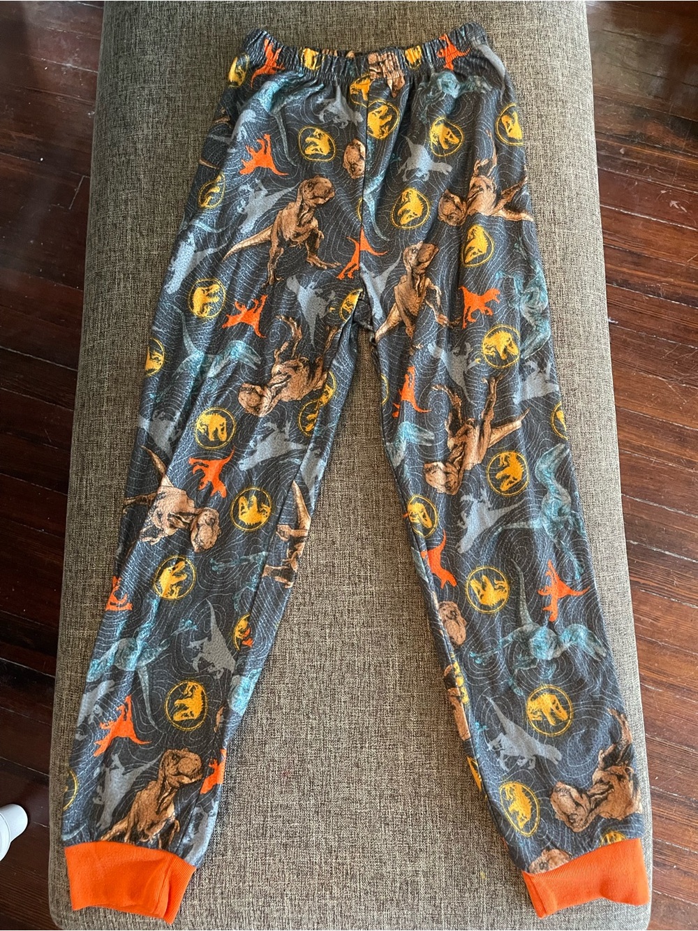 Dinosaur Print Lounge Pants - Orange & Yellow Accents